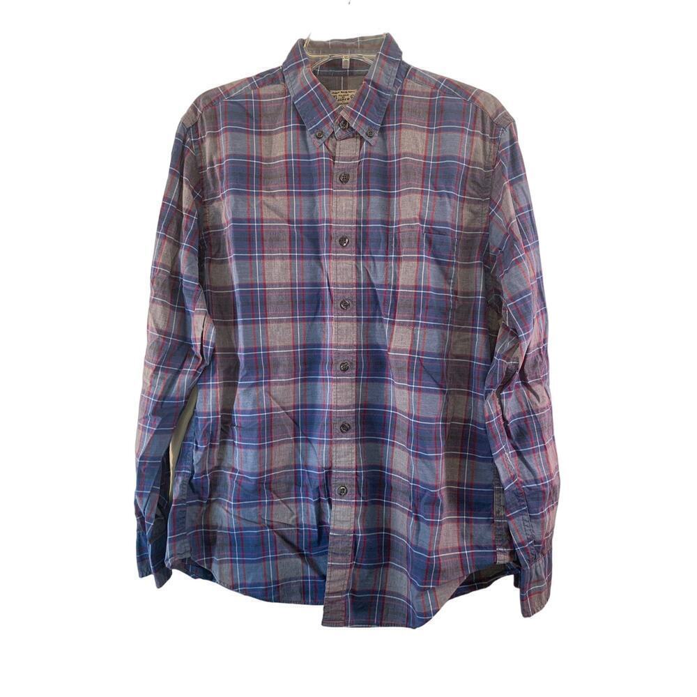 J. CREW Men’s Blue/Red Plaid Quality Woven Tailored Shirt / Size: Large